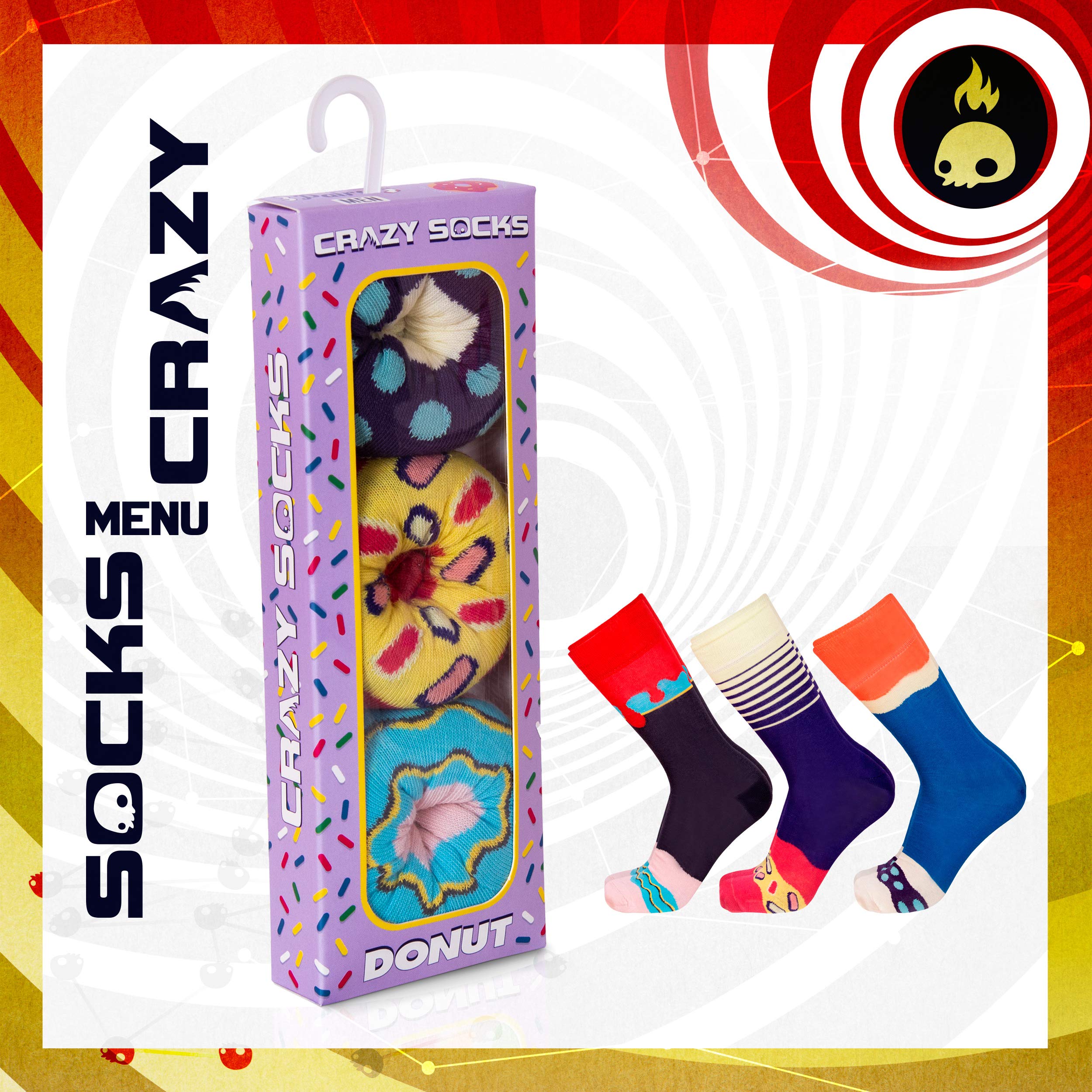 Crazy Socks Rozmiar: 43/46 Skarpetki w pudełku - idealne na prezent - Bawełna BIO - Crazy Socks - zabawne i oryginalne Mężczyźni Szybkie Menu