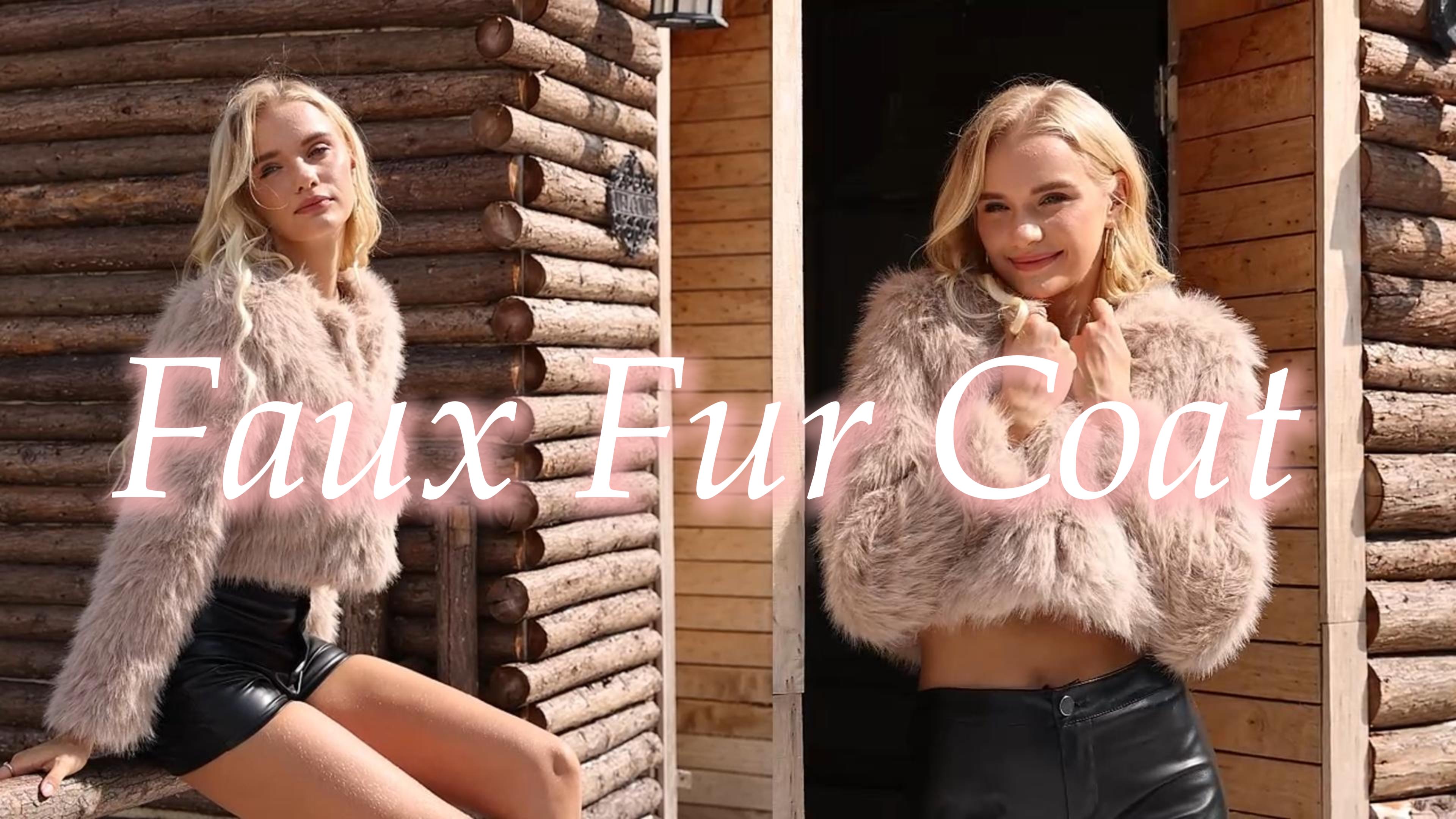 ELLEVEN Faux Fur Coat for Women Cropped Long Sleeve Fluffy Shaggy 