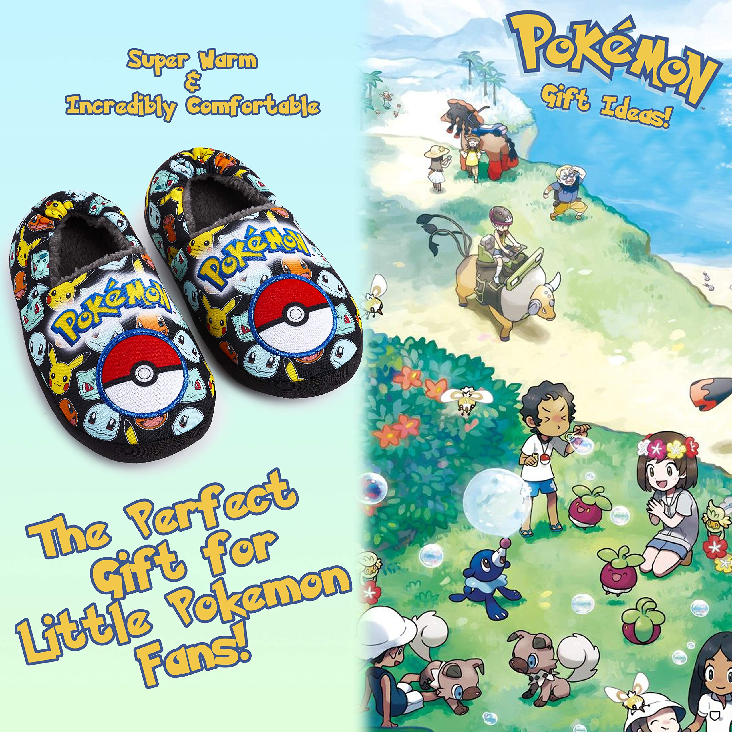 Pokémon Pantofole Bambino - Ciabatte da Casa Pantofola Mocassino Stivaletto Antiscivolo Per Bambini Pikachu