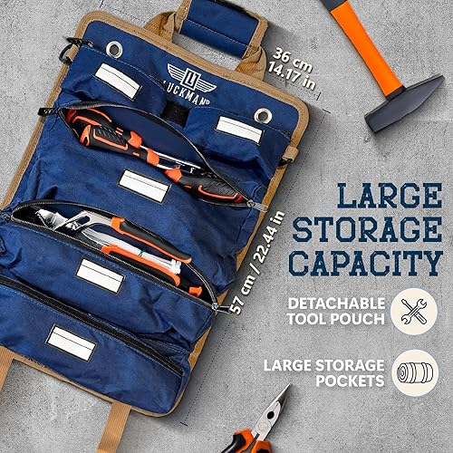 Miniatura 4 de Bolsa de herramientas enrollable bolsa de herramientas resistente para hombres y mujeres, organizador de rollos de herramientas compacto y