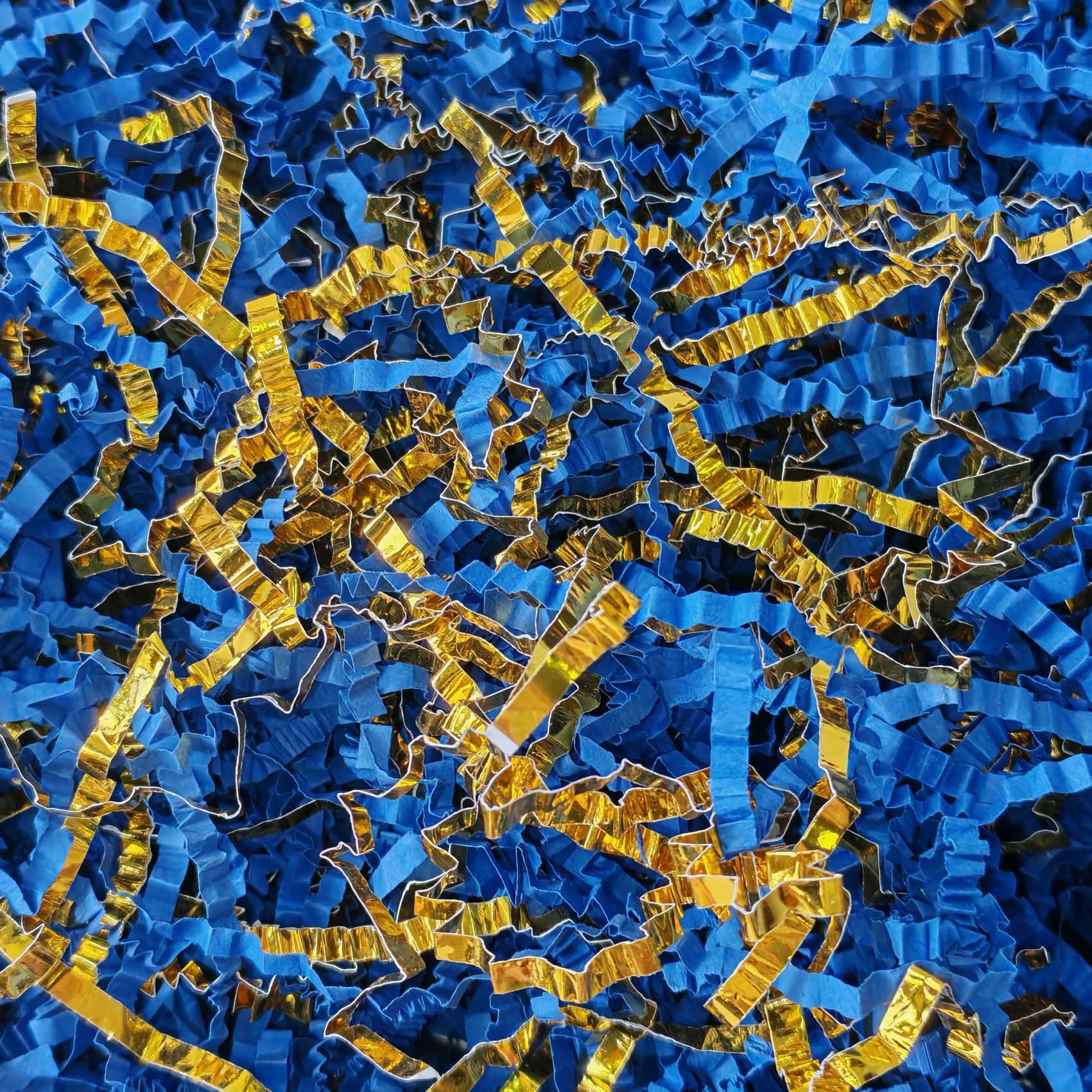 Ottwlli Ottwlli150Gram Royal Blue & Gold Color Crinkle cut paper shred Filler Gift Box Filling Easter Grass for Wedding, Birthday, Anniversary,