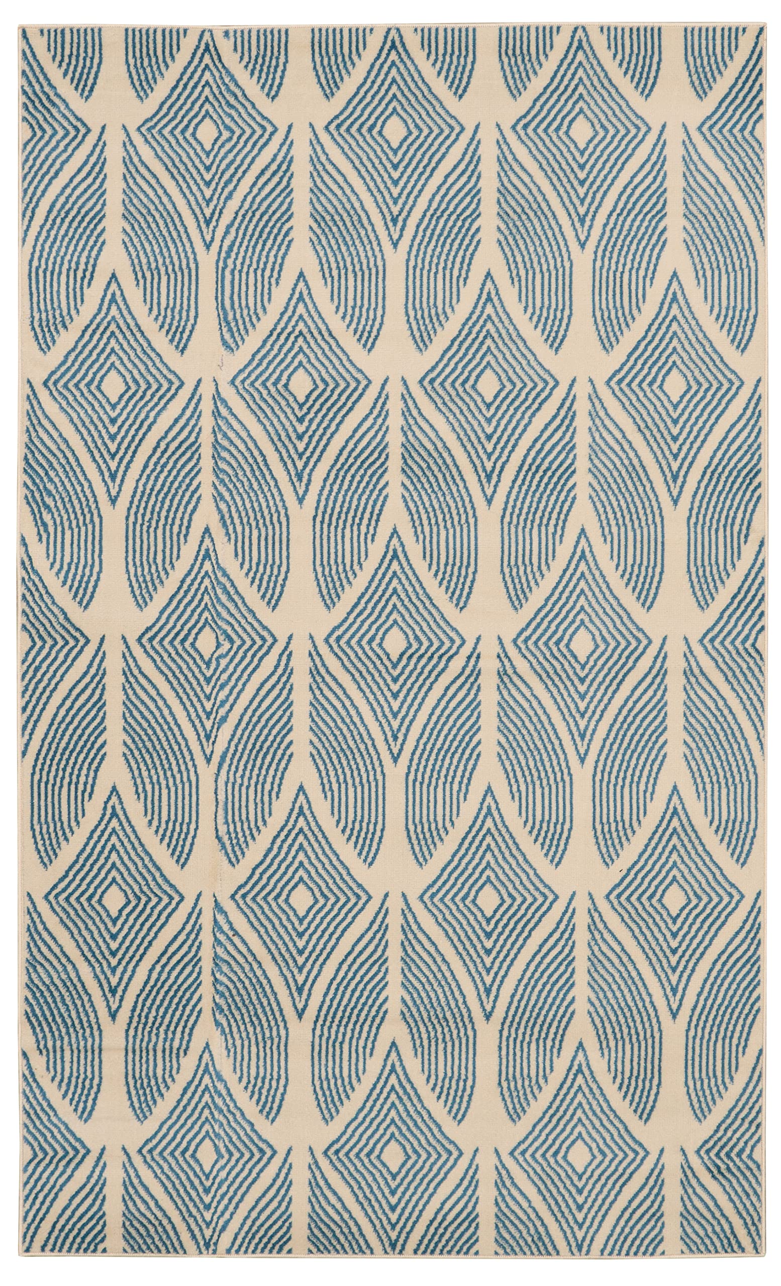 Linon Home Decor Products Leona Barker Bone and Blue 43 X 73 Area Rug