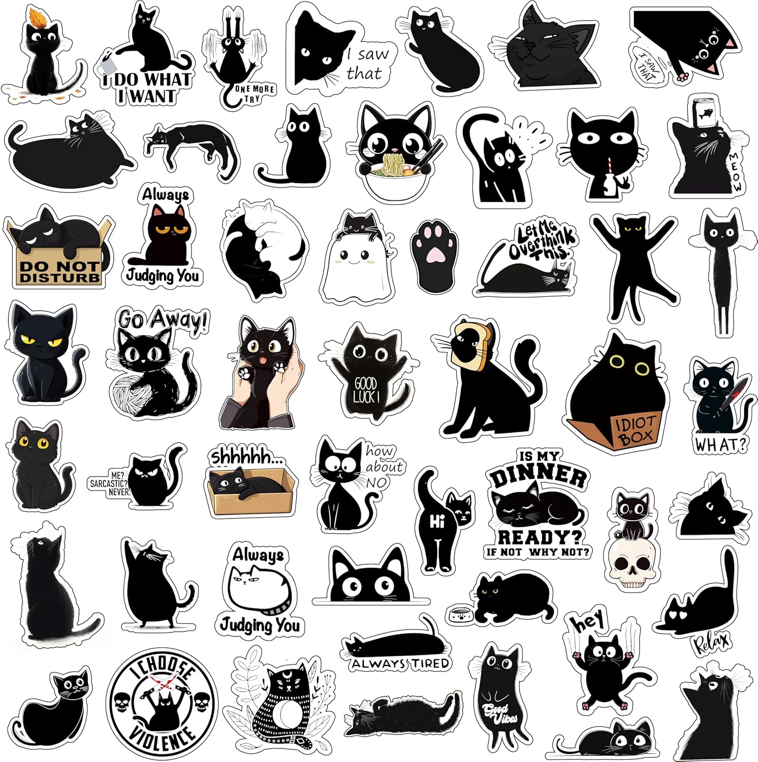 Black Cat Sticker - Waterproof Aesthetic Vinyl Decals, Cute Meme Stickers for Water Bottles, Laptops - Ideal for Adults, Teens - Image 4