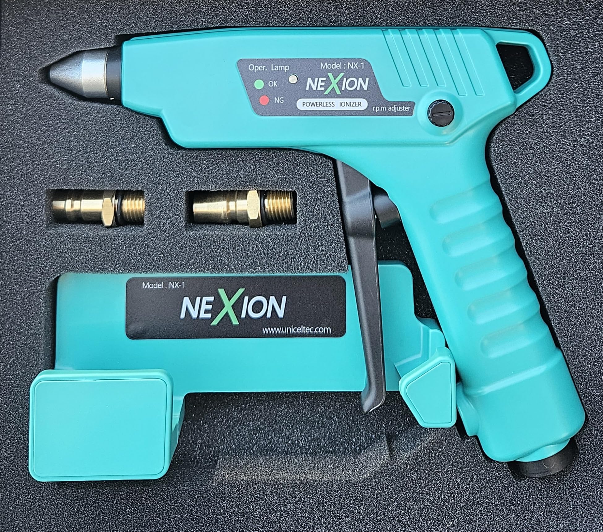 NEXION - Pistola ionizante - Eliminador de estática, antiestática, autogeneradora, libre de polvo para pintura de coche y reacabado automotriz
