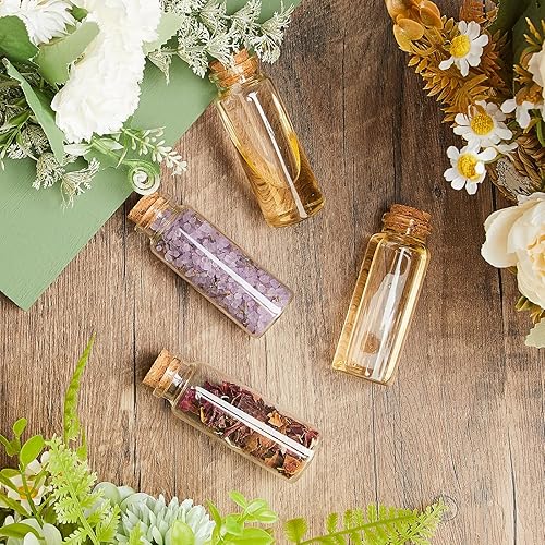 Miniatura 6 de Bokon 48 botellas de vidrio pequeñas de 1.4 fl oz con mini viales de corcho con tapones de corcho de madera, frascos de vidrio pequeños de