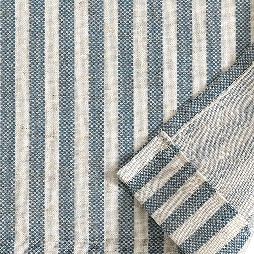 Miniatura 7 de Cortinas de cocina estilo granja a rayas Vangao de 24 pulgadas de largo, cortinas de lino para café, cortinas de nivel con rayas, cortinas