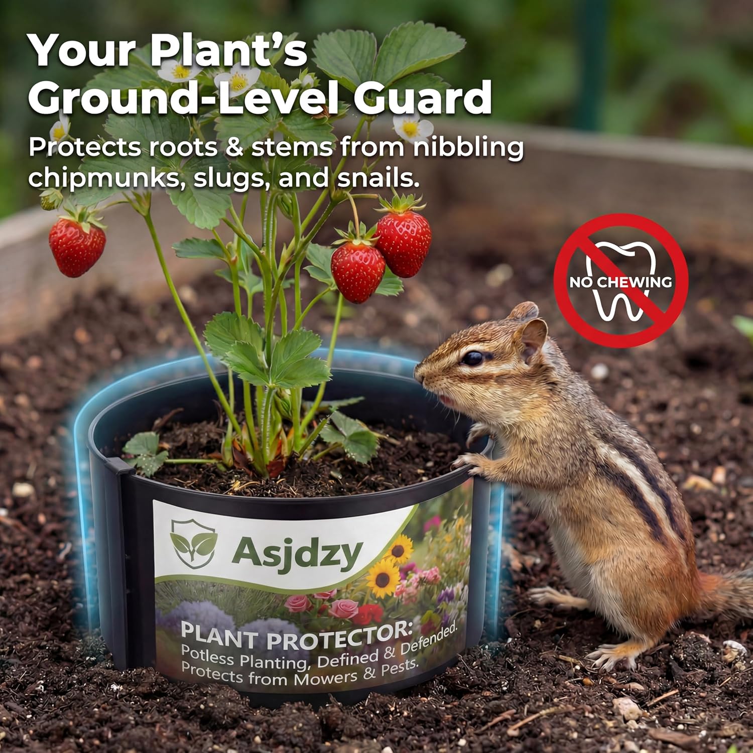 Plant Protector, Interlocking Design, Durable PP Material, Mower & Trimmer Proof, 7.5 Inch Width, 17.7 Inch Length 3 PCS