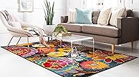 Vista 4 de Unique Loom colección Lyon - Alfombra de área de diseño floral, estilo moderno
