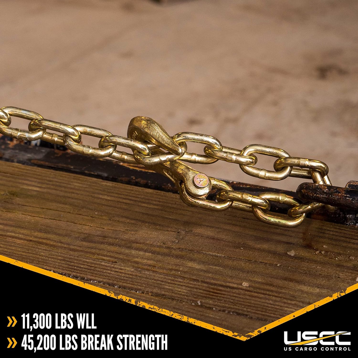 US Cargo Control Grade 70 Chain with Clevis Grab Hooks, 1/2 Inch x 20 Foot Transport Chain, 11,300 lbs Working Load Limit, 1/2 Inch Chain Tiedown to Secure Cargo to a Flatbed Trailer or Truck