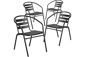 Flash Furniture Aluminum Slat Back Outdoor Stackable Chairs