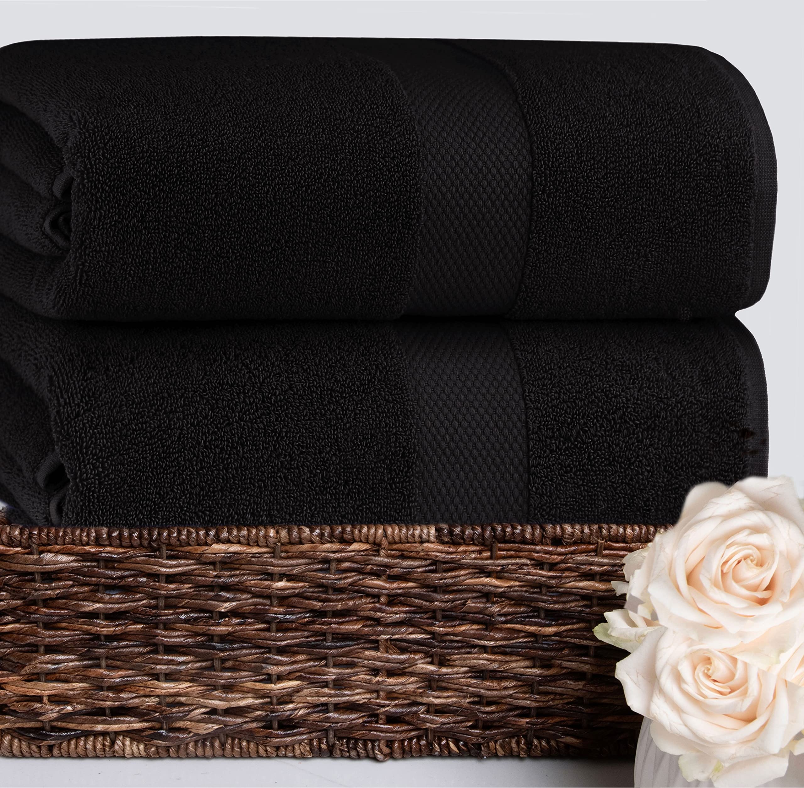 COTTON CRAFT Luxus-Badetuch in Übergröße, Schwarz, 100% ringgesponnene Baumwolle, 40 x 80 cm, 700 g, 2-lagige Konstruktion, sehr saugfähig, pflegeleicht, maschinenwaschbar
