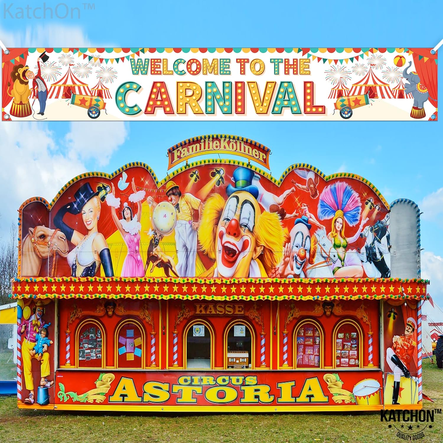 KatchOn, XtraLarge Welcome to the Carnival Banner - 120x20 Inch | Carnival Decorations for carnival Games for Party | Carnival Yard Banner, Circus Theme Party Decorations