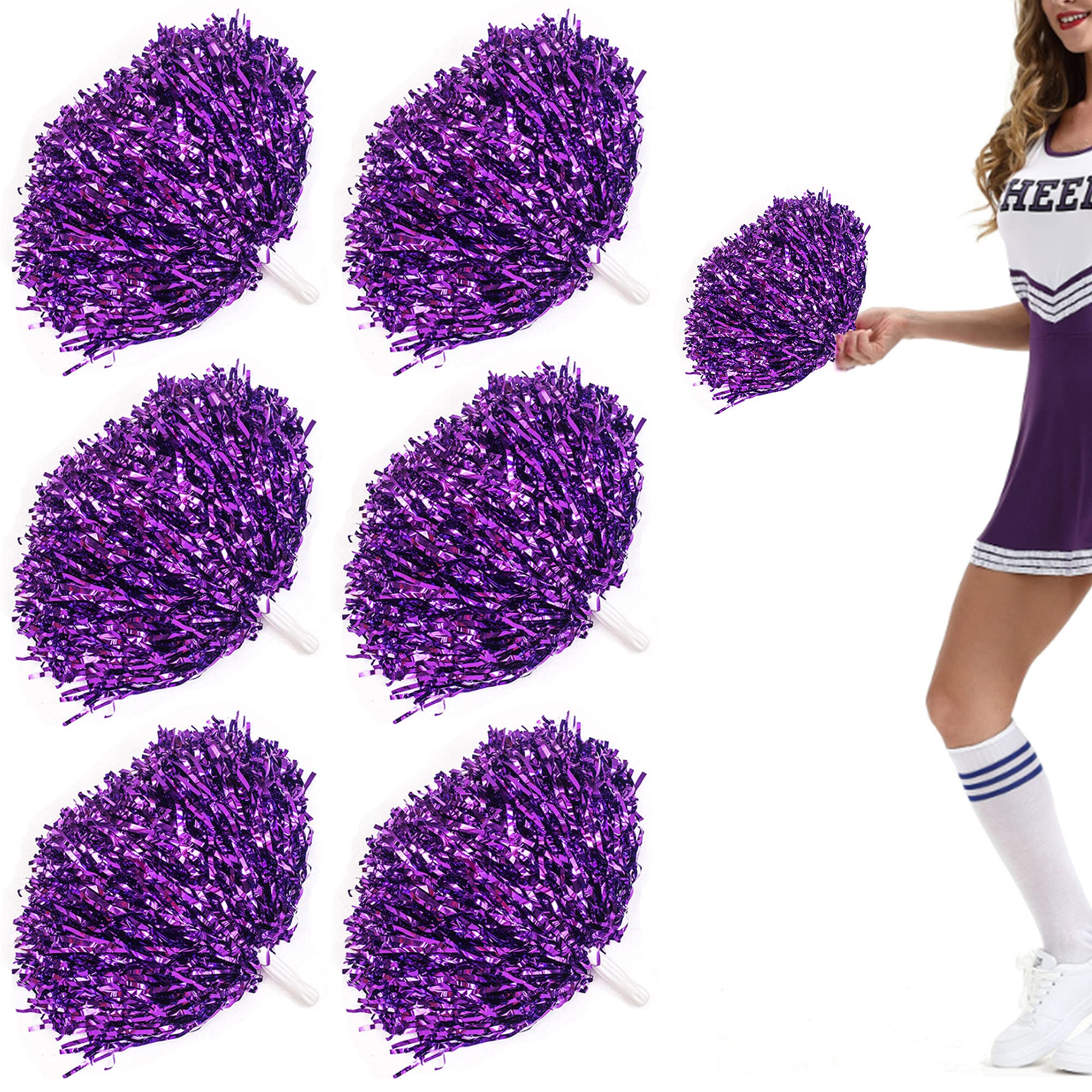 Niuhong 6 PCS Cheer Leader Poms Animadora Poms Accesorios Porristas Pom Bright Metallic Cheers Ball Squad Cheer Farben Pompons Poms Hand Flower Spirit Cheering Pom Colours Sports Games Team — view 10