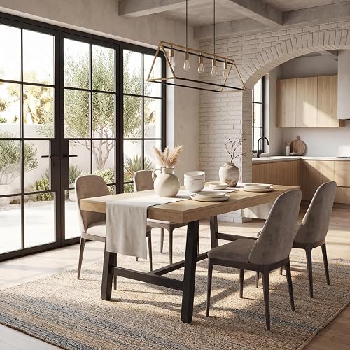 GarveeHome Industrial Dining Table for 4-6 People, 63" Long Large Kitchen Table with Sturdy Metal Frame, Rectangular Counter for Dinner, Kitchen, Dining Room (Natural, 63" Non-extendable)