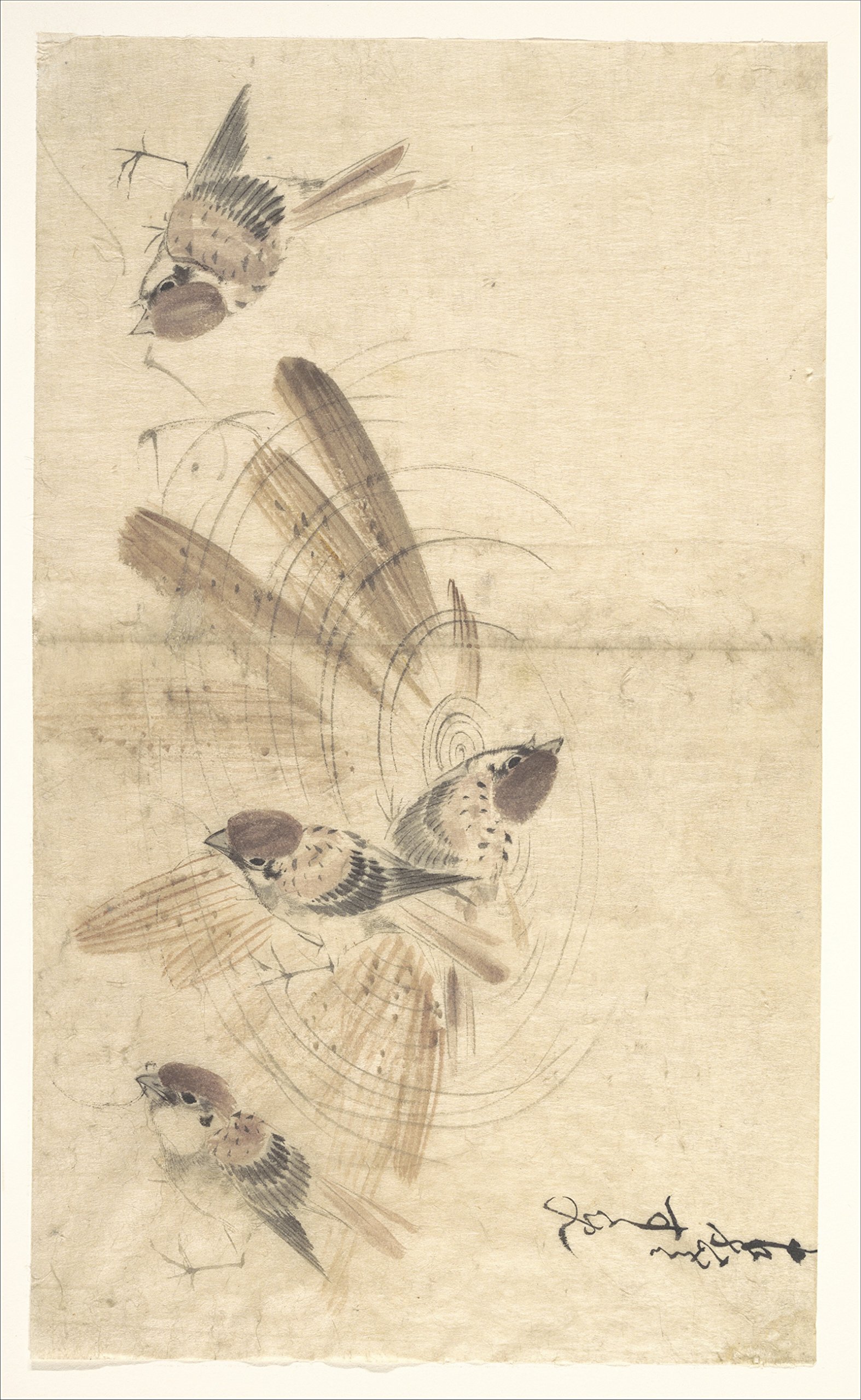 Lámina de Katsushika Hokusai Birds en tamaño pequeño sin marco y papel Archival Matte