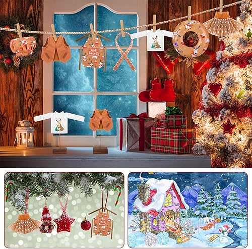 Miniatura 47 de Kacctyen 12 piezas de accesorios de Navidad incluyen muñeca de Navidad, saco de dormir, suéter, delantal, sombrero de chef, bufanda, orejeras