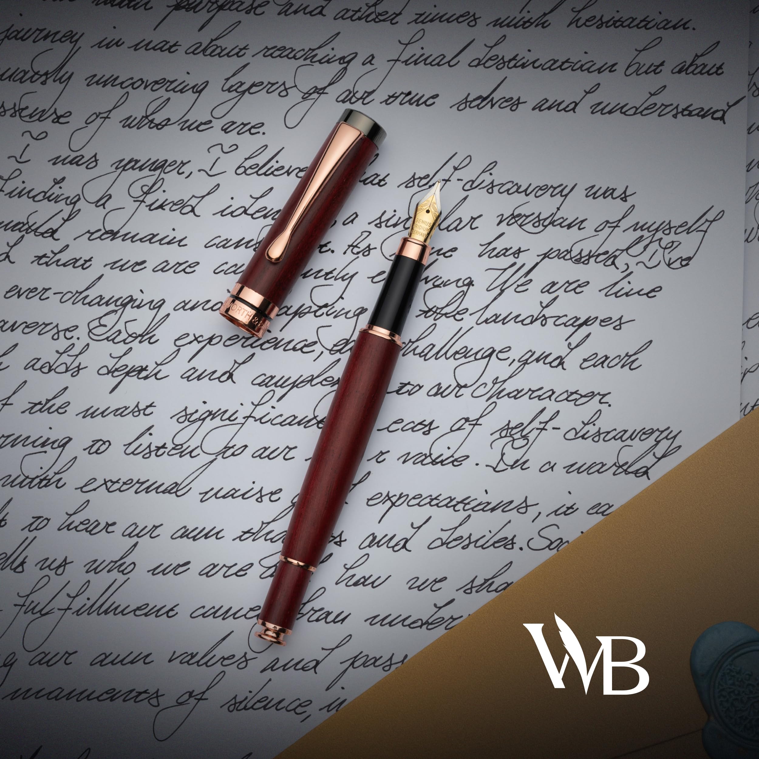 Wordsworth & Black Zestaw upominkowy do pióra wiecznego, zawiera butelkę z atramentem, 6 wkładów atramentowych, konwerter wkładów atramentowych, 4 wymienne stalówki, luksusowy bambus, pamiętnik