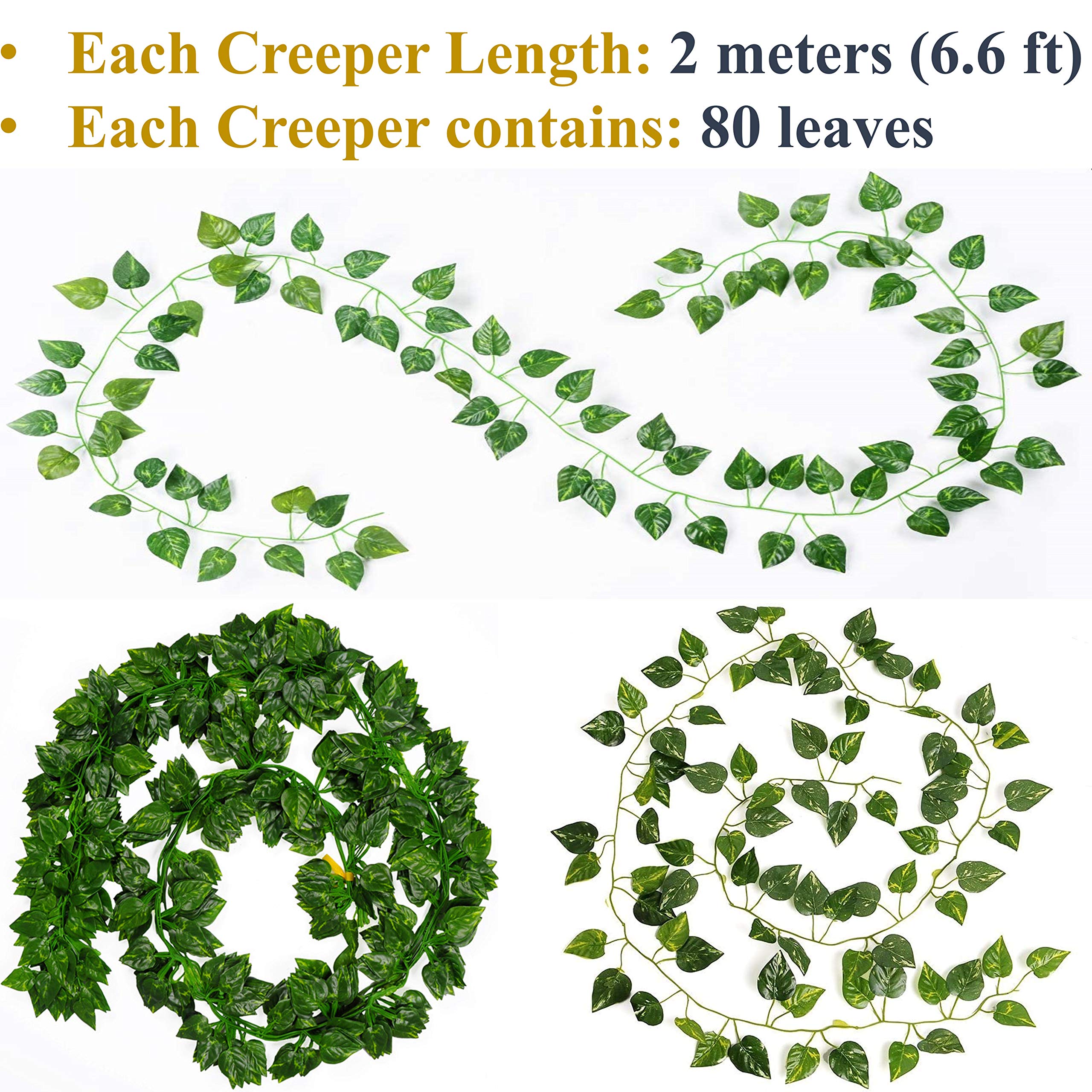 Tdas Artificial Ivy Garlands Leaves Greenery Hanging Vine Creeper Plants for Home Decor Door Wall Balcony Decoration Party Festival Craft, Contain 80 Leaves -Each String 6.7 ft (Pack of 12 Strings) 3