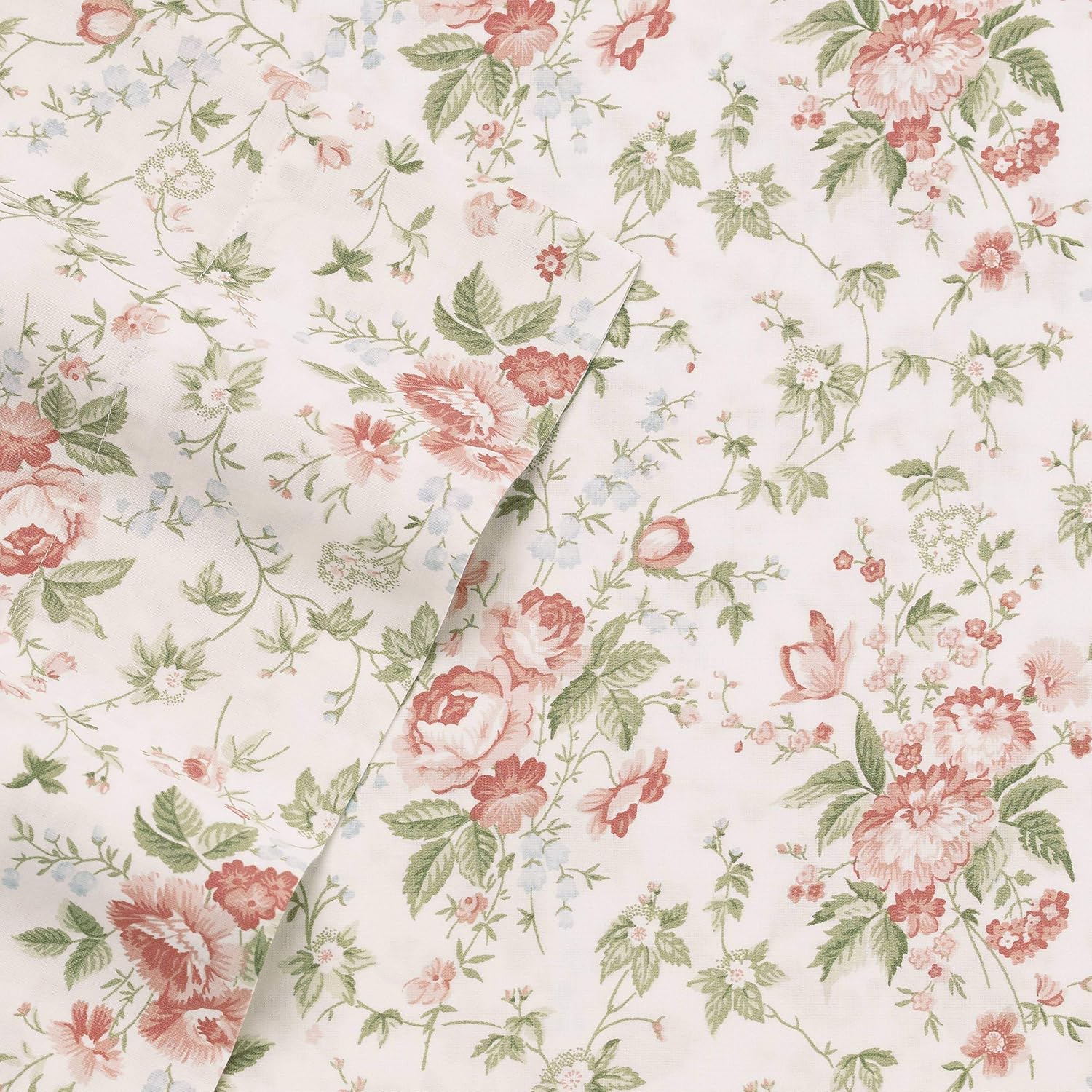 Laura Ashley Home - Sateen Collection - Sheet Set - 100% Cotton, Silky Smooth & Luminous Sheen, Wrinkle-Resistant Bedding, King, Lilian : Home & Kitchen