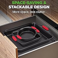 Vista 3 de NutriChef Moldes antiadherentes para horno de cocina, revestimiento gris antiadherente de lujo y elegante en el interior y exterior, utensilios