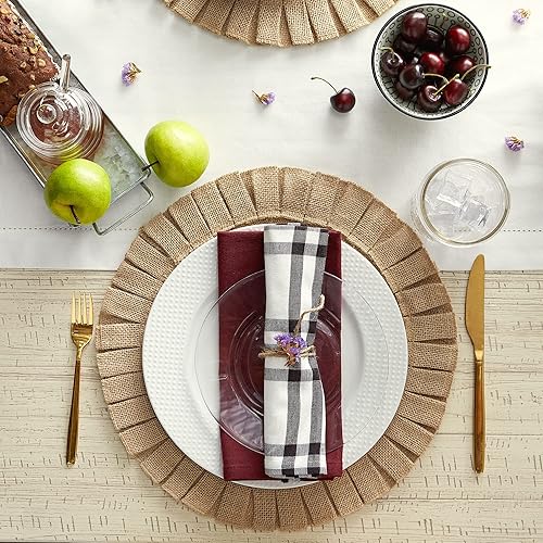 Miniatura 5 de DII Jute Burlap Collection - Juego de manteles para mesa de cocina, redondo diámetro 15 pulgadas, con borde rizado natural, 6 unidades