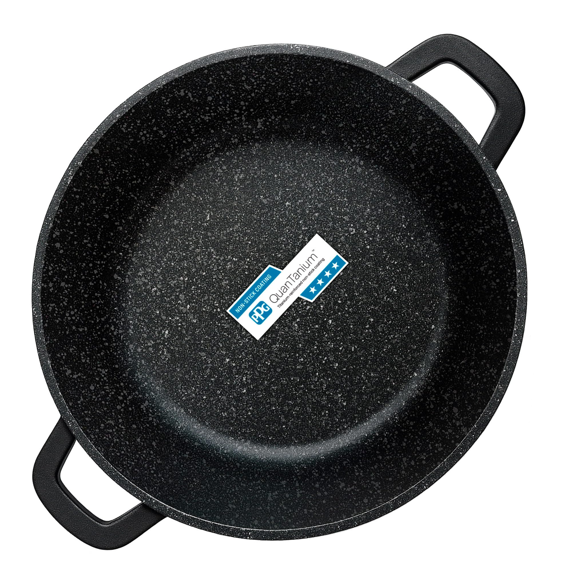 briebe Black Titanium Pentola Induzione Antiaderente Titanio, Casseruola 28cm, Alluminio Fuso, Rivestimento senza PFOA, Coperchio Vetro, Maniglie in Silicone, Vetroceramica, Gas, Forno