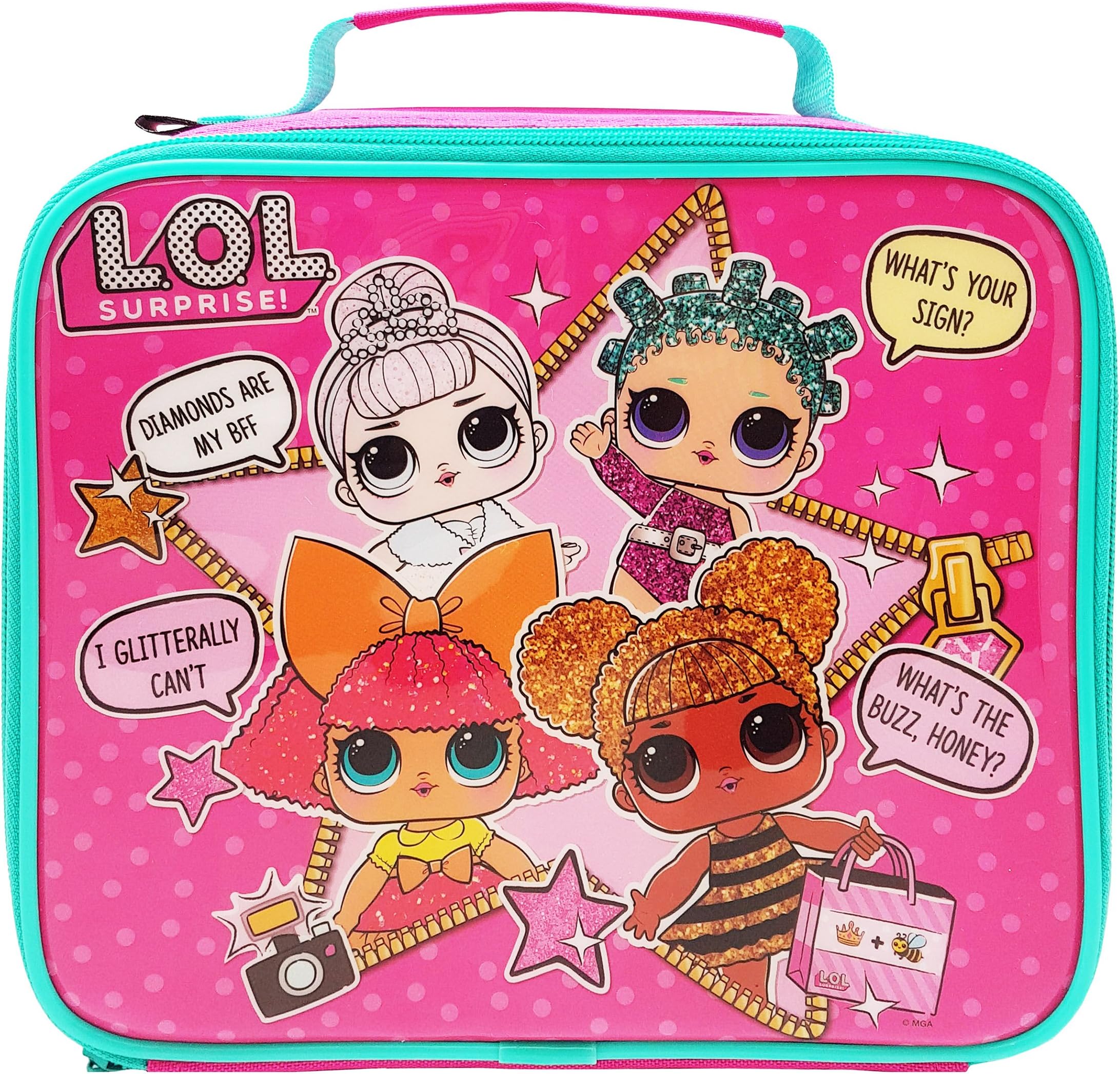 LOL Suprise 1 x Kids Lunch Bag, 600D Polyester, Pink, 8 x 23 x 19.5 cm