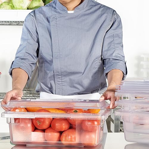 Miniatura 2 de CURTA Paquete de 4 cajas de almacenamiento de alimentos con tapa, 5 galones, 18 x 12 x 9 pulgadas, contenedor de policarbonato transparente de grado