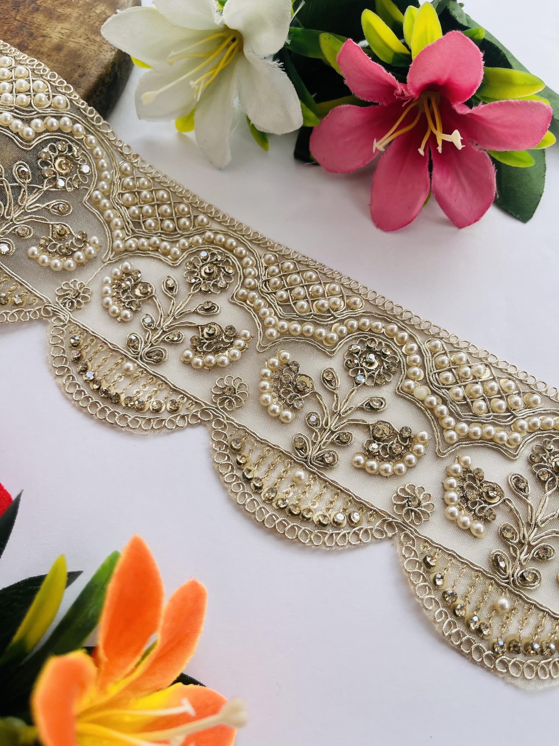 Ribete de encaje con diamantes de imitación para decoración vestidos de fiesta 8cm