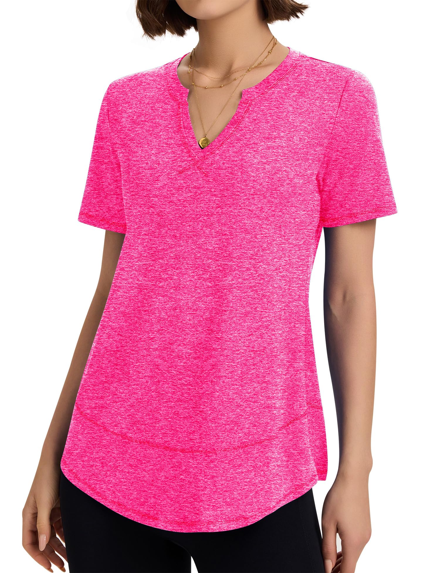 TCOT Workout Tops for Women V Neck Short Sleeve Hiking T-Shirts Yoga Shirts Athletic Top Exercise Shirt