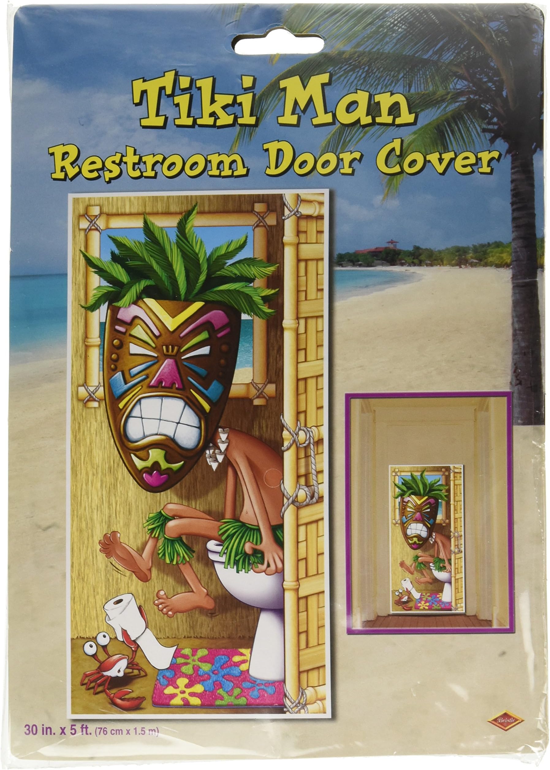 BeistleTiki Man Restroom Door Cover, 30-Inch by 5-Feet, 1 piece