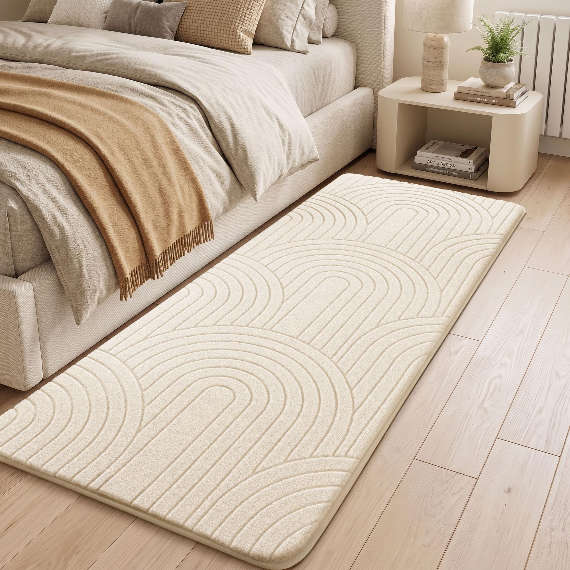 Sour Lemon Rugs Living Room 80x300cm, Cream Bedside Rug for Bedroom — image 1