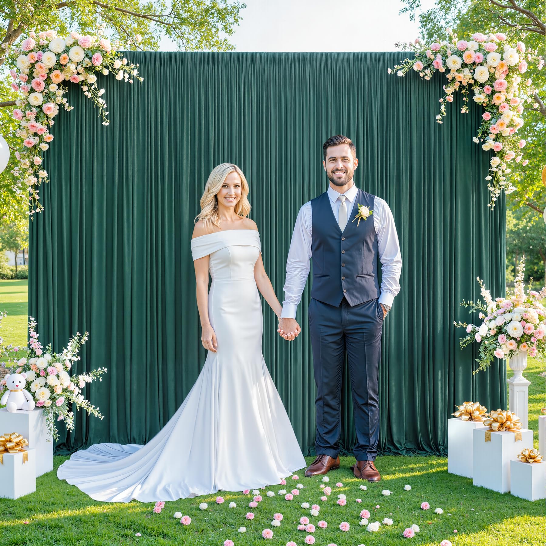 10x10 Champagne Backdrop Curtain for Parties Wedding Baby Shower Wrinkle Free Photo Curtains Backdrop Drapes Fabric Decoration for Bridal Shower 5ft x 10ft,2 Panels — view 63