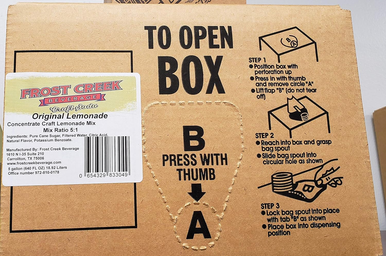 5 Gallon Bag N Box Pure Cane Frost Creek Lemonade 5 1 Grocery & Gourmet Food