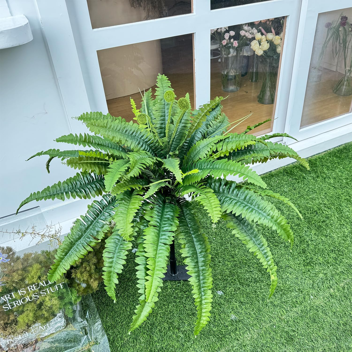 45" Fake Fern - Set of 2 Ferns Artificial Plants Large, 55 Leaves Artificial Fern for Outdoors Per Bouquet, Artificial Boston Ferns Greenery Plant for Indoors Home Garden Porch Decor