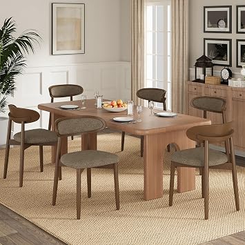 MALOL Dining Room Chairs Set of 6 Dining Room Chairs Ergonomic Chairs with Solid Wood Frame 5 cm Foam Padding Comfortable Upholstered Seat Kitchen Chair for Home and Commerce Camel