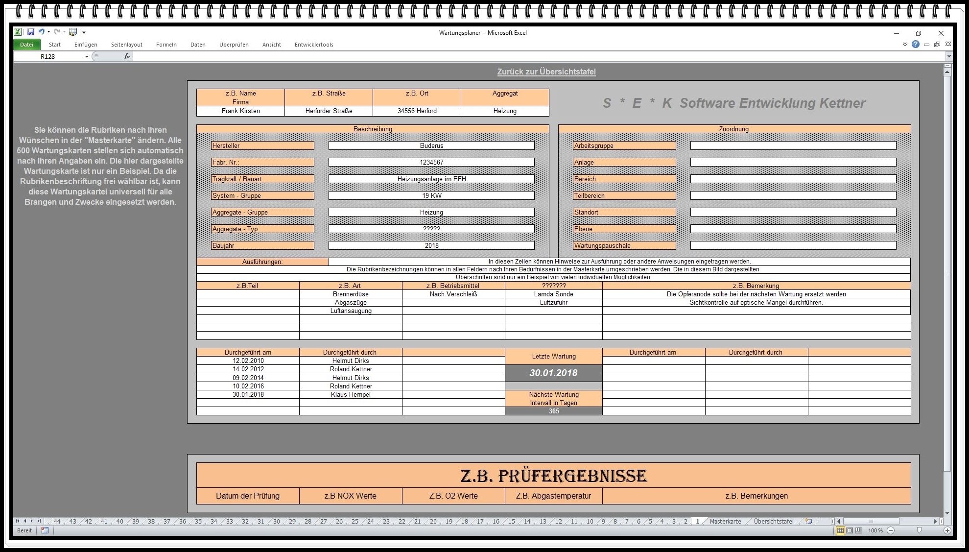 Wartungssoftware Instandhaltung-Software Maschinenwartung Prüffristen Intervalle-verwalten | Wartungen planen, Termine überwachen und Instandhaltungen übersichtlich dokumentieren.