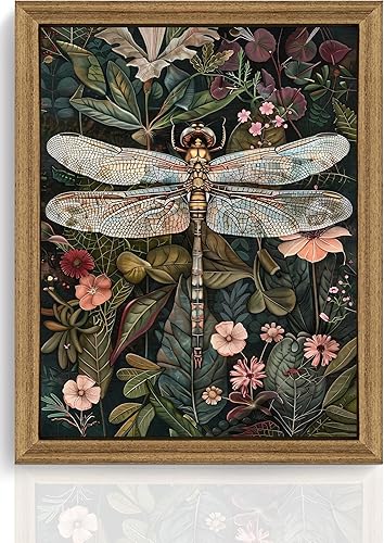 ICHZUMW William Morris - Lienzo decorativo de pared con diseño de libélula vintage, diseño botánico verde para dormitorio, sala de estar, pinturas