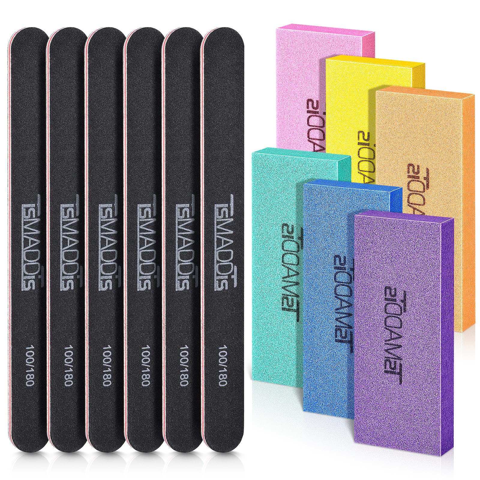 Amazon.com : TsMADDTs Nail Files and Buffers Set with 6PCS Rectangular ...