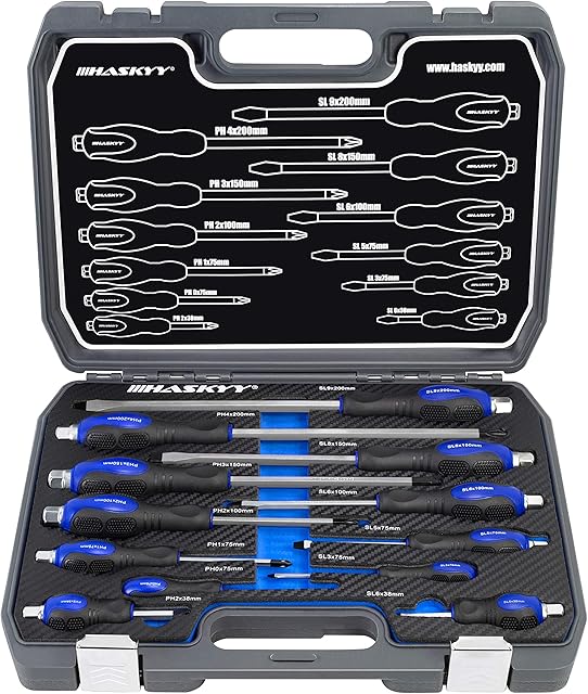 Screwdriver Set 12 pcs. I Tool Set I Screw + Slot Blade I Chrome Vanadium Steel