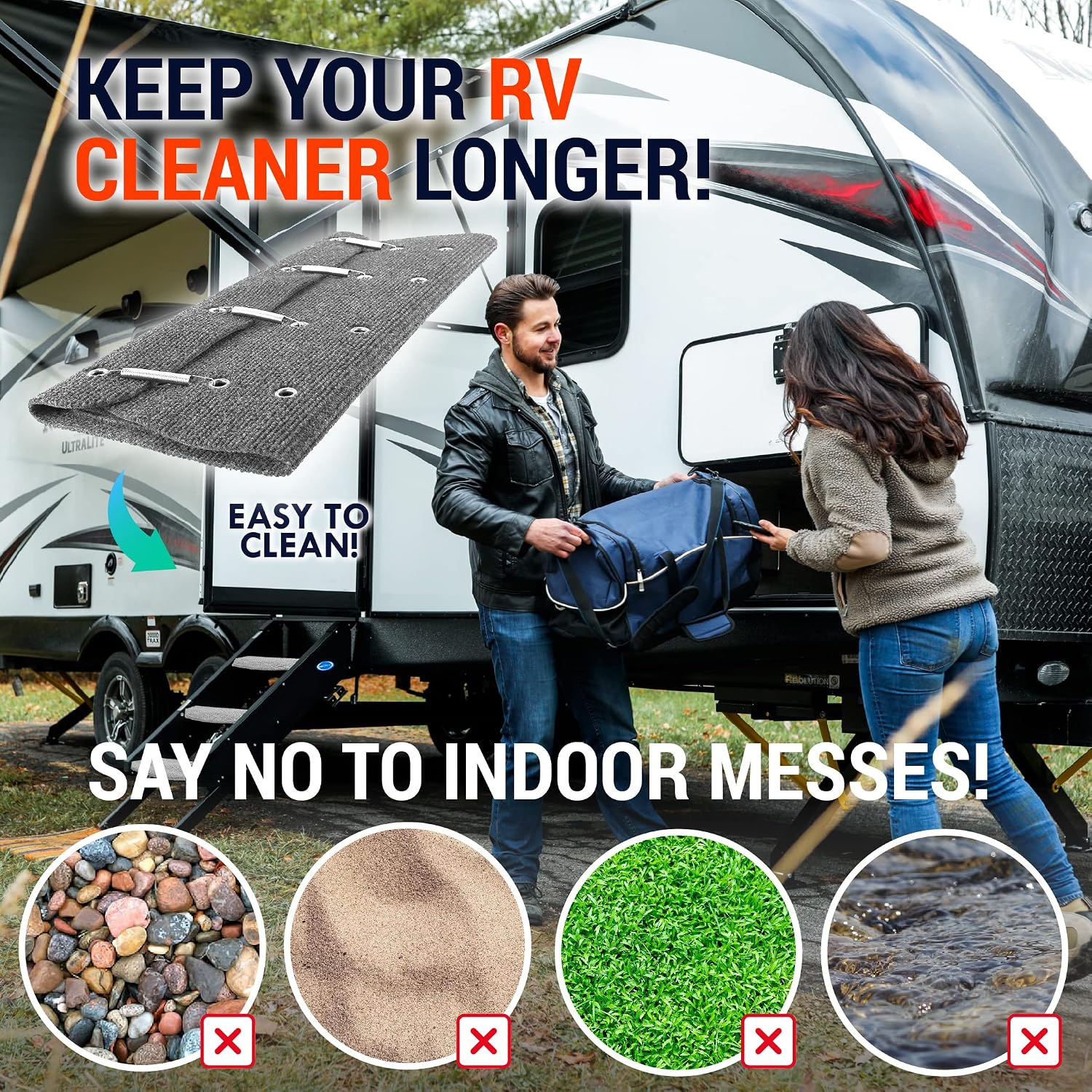 LATCH.IT RV Step Covers 3 Pack | 18" Wide Camper Step Covers | RV Stair Covers | RV Step Rug Best Fits 8-11" Deep RV Stairs | Keep Your RV Cleaner with Our RV Stair Covers!