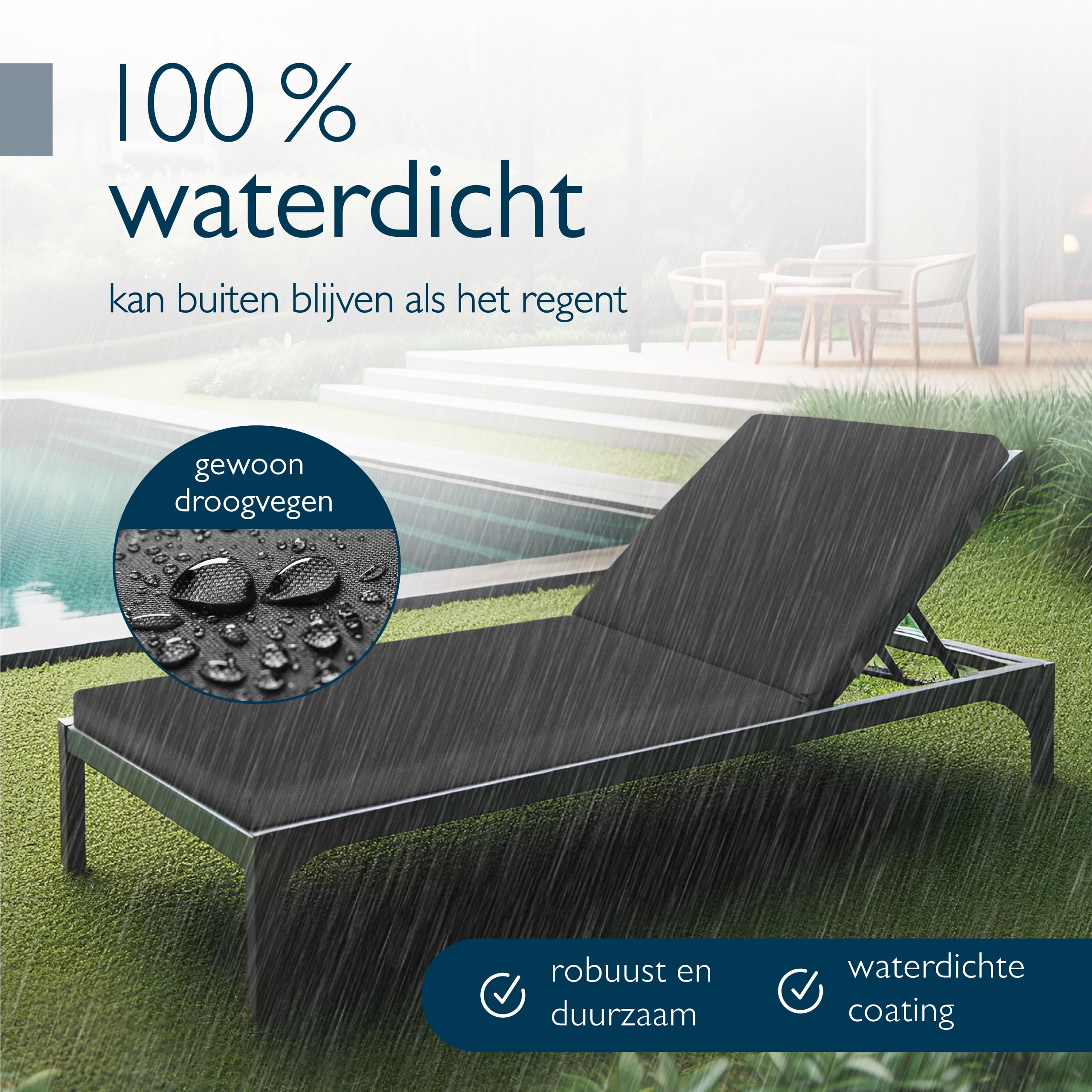 Spatium Ligbedkussen, Kussens voor ligstoel, 100% Afneembare Hoes, Waterdicht, UV-Bestendig, Gepatenteerde Waterdichte Quilting, 11 kleuren ( 200x60cm, Rood