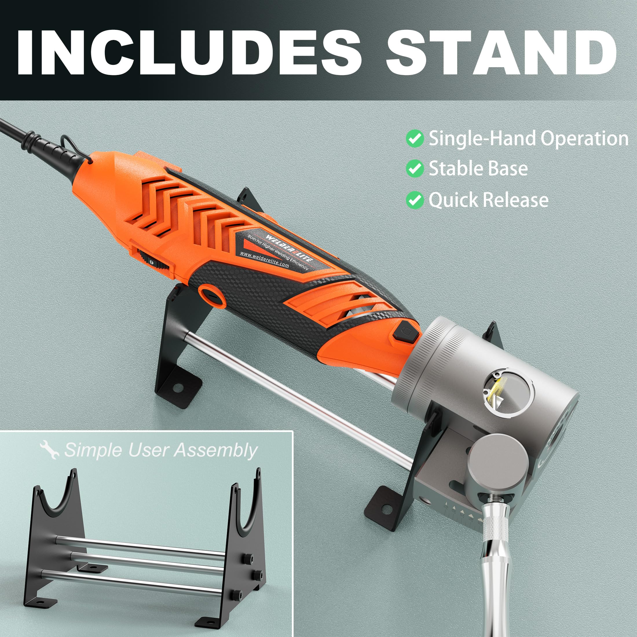 Afilador de electrodos de tungsteno, ajuste de ángulo continuo de 10°-60°, se adapta a electrodos TIG de 0.04 a 1/8 pulgadas de diámetro (gris)