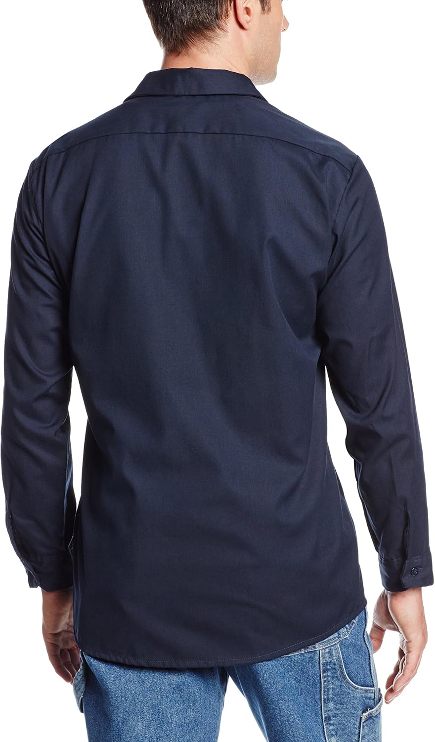 Dickies Occupational Workwear LL535NV Polyester/ Cotton Men's Long Sleeve Industrial Work Shirt, Navy Blue - Image 2