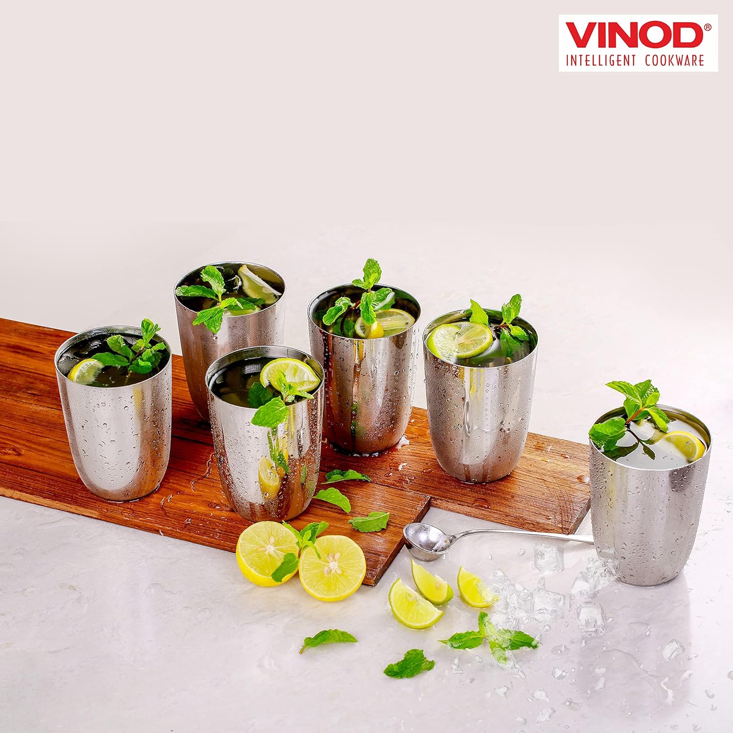 Vinod Stainless Steel Glass Set of 12 - Premium Metal Cups | Beer Glasses | Juice Glass
