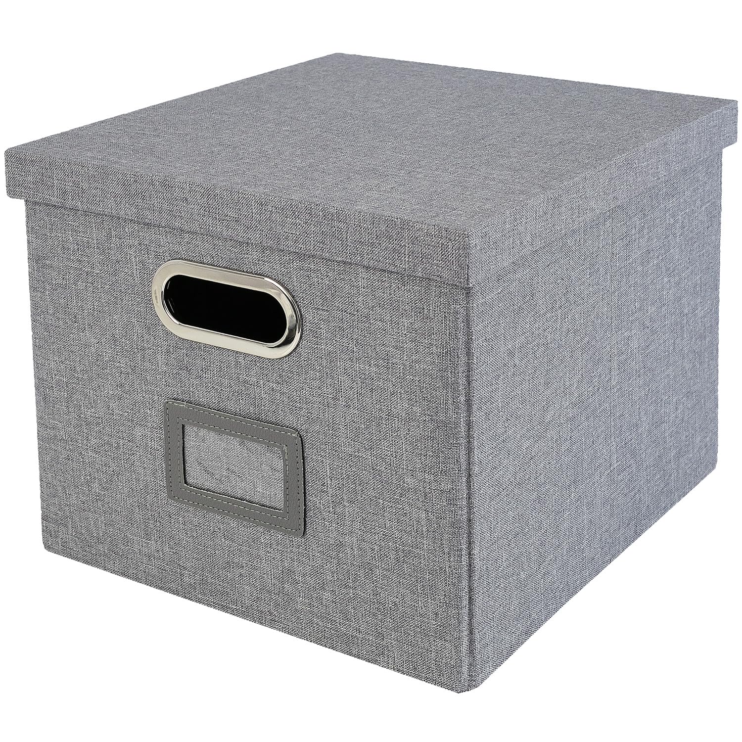HMF Boîte de rangement avec couvercle pour dossiers suspendus DIN A4 | boite dossier suspendu | convient pour Kallax | 33 x 37,5 x 28 cm | Gris