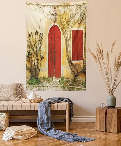 Miniatura 26 de Ambesonne Tapiz de fantasía, paisaje de fantasía con reloj, rayos de cielo de ensueño desde el techo, arte ficticio, colgante de pared ancho para