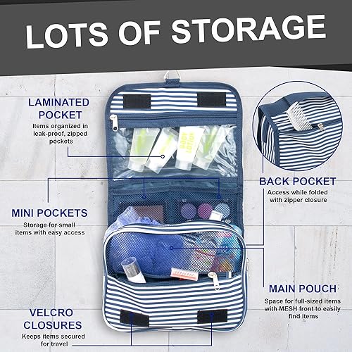 Miniatura 2 de Summit Ridge Bolsa de aseo colgante con múltiples bolsillos, bolsa de viaje con gancho para colgar, bolsa de cosméticos resistente al agua,