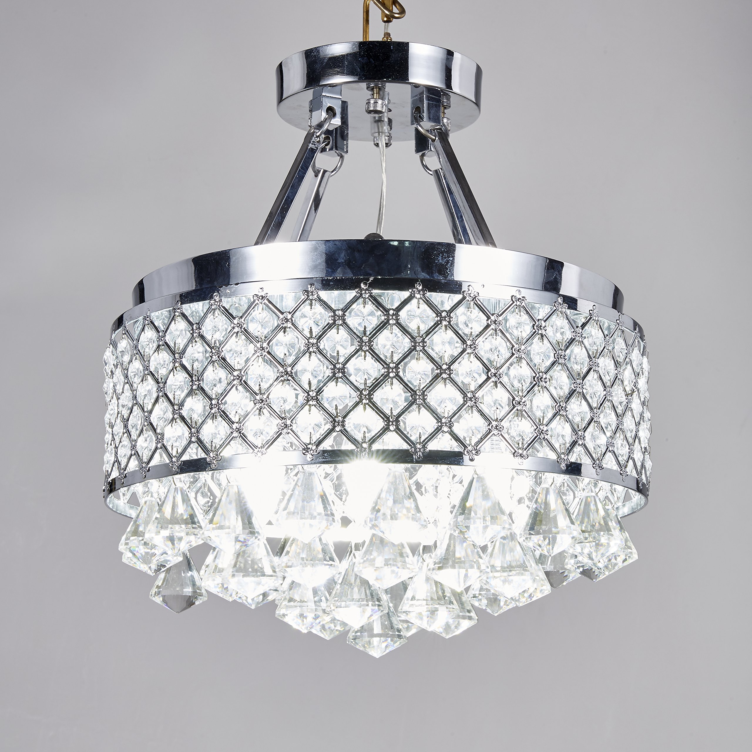 Broadway Classic Silver Crystal Chandeliers Modern Lamps Pendant Light Ceiling Fixture BL-AAI/S4 W14 X H16 Inch