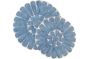 Chesapeake Bursting Flower 2 Pc. Off White & Blue Circular Bathroom Rug Set